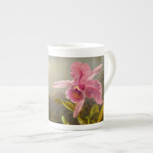 Orchid med två Hummingbird Heade Benporslin Mugg