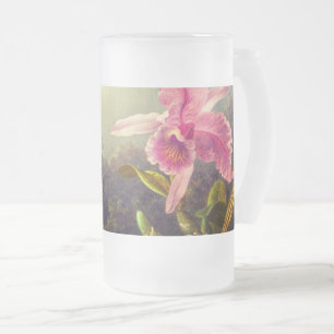 Orchid med två Hummingbird Heade Frostat Ölglas