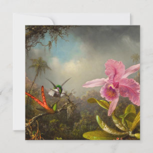 Orchid med två Hummingbird Heade Inbjudningar