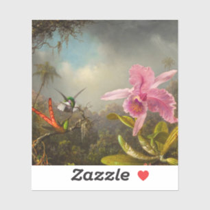 Orchid med två Hummingbird Heade Klistermärken