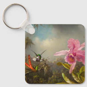 Orchid med två Hummingbird Heade Nyckelring
