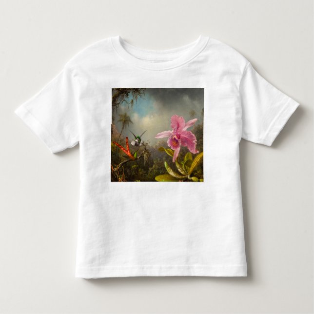Orchid med två Hummingbird Heade T Shirt (Framsida)