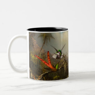 Orchid med två Hummingbird Heade Två-Tonad Mugg