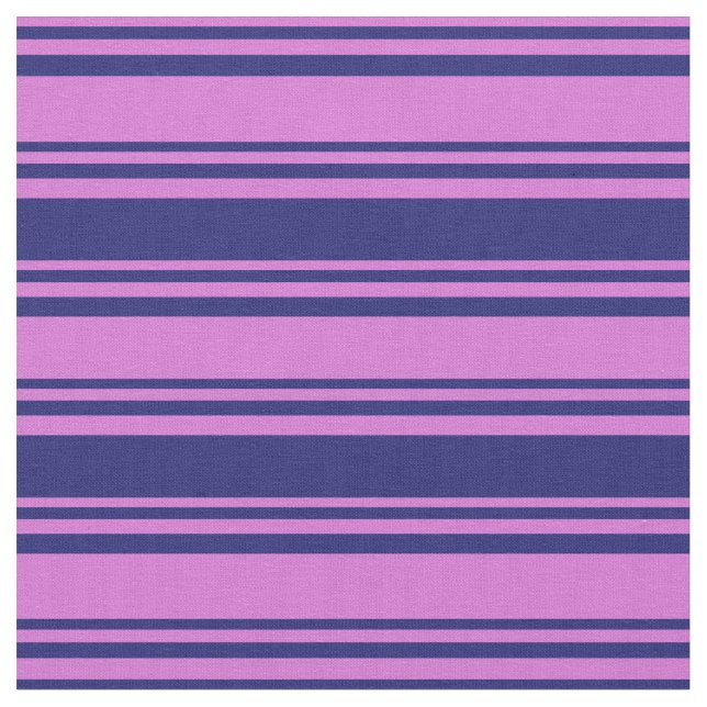 Orchid & Midnight Blue Färgad Linjer Tyg (Närbild)
