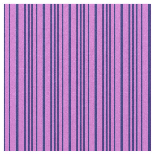 Orchid & Midnight Blue Linjer Mönster Tyg (Närbild)