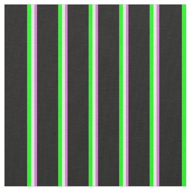 Orchid, Mint Cream, Lime & Black Färgad Linjer Tyg (Närbild)