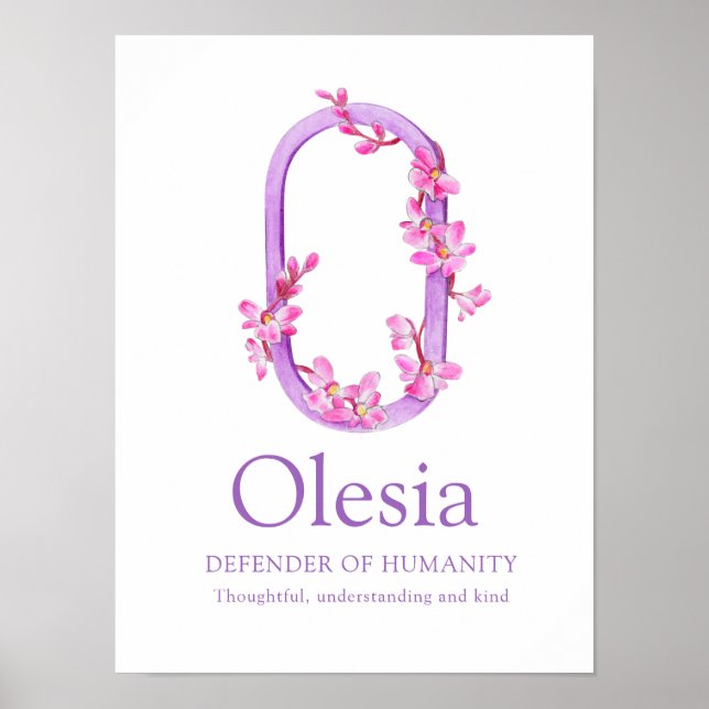 Orchid monogram brev O Olesia namn Poster (Framsidan)