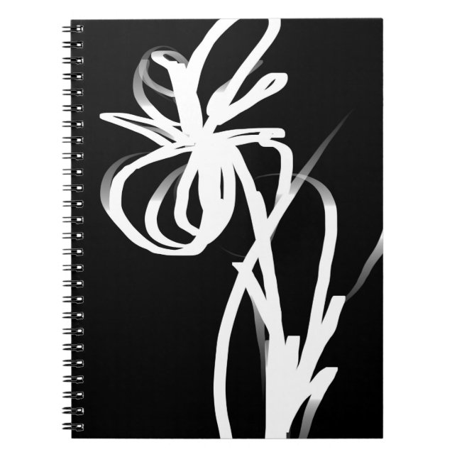 Orchid Noir: Abstrakt Black & White Anteckningsbok (Framsidan)