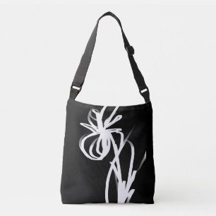 Orchid Noir: Abstrakt Black & White Axelväska