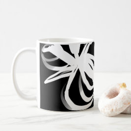 Orchid Noir: Abstrakt Black & White Kaffemugg