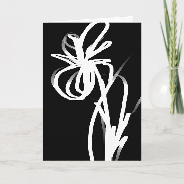 Orchid Noir: Abstrakt Black & White Kort (Framsida)