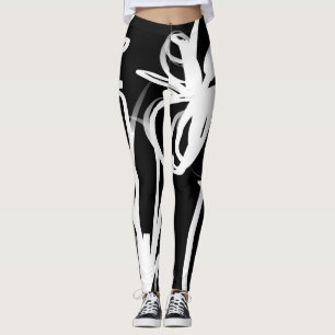 Orchid Noir: Abstrakt Black & White Leggings