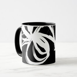 Orchid Noir: Abstrakt Black & White Mugg