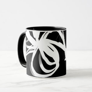 Orchid Noir: Abstrakt Black & White Mugg
