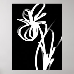 Orchid Noir: Abstrakt Black & White Poster
