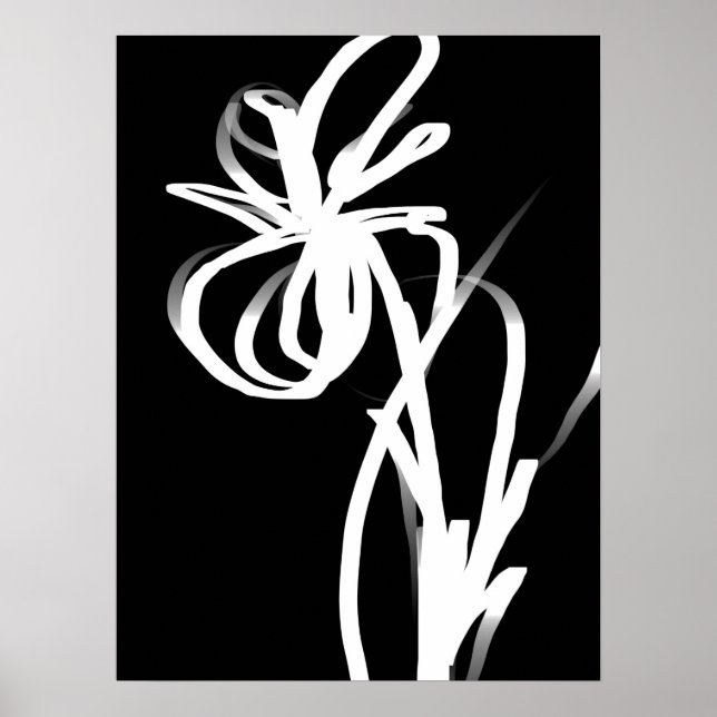Orchid Noir: Abstrakt Black & White Poster (Framsidan)