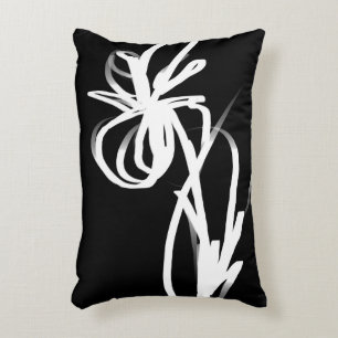 Orchid Noir: Abstrakt Black & White Prydnadskudde