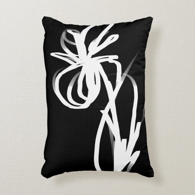 Orchid Noir: Abstrakt Black & White Prydnadskudde (Framsidan(Vertikal))