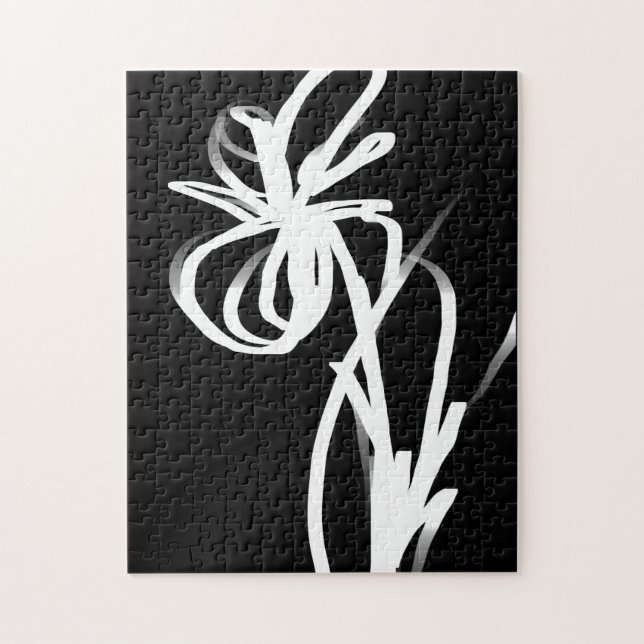 Orchid Noir: Abstrakt Black & White Pussel (Vertikal)