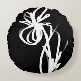Orchid Noir: Abstrakt Black & White Rund Kudde
