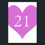 Orchid numrerat hjärta bordsnummer<br><div class="desc">Enkel söt hjärtform i orkidé lila med vitt bordsnummer för bröllop.</div>