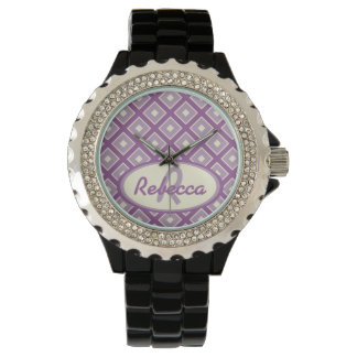 Orchid och mauve chic diamant mönster armbandsur