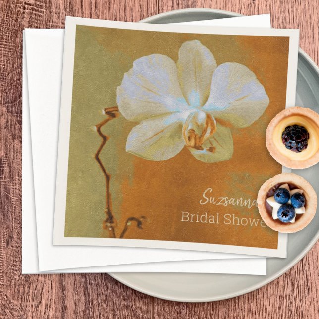 Orchid On Orange Texture Custom Bridal Shower Pappersservett (Skapare uppladdad)