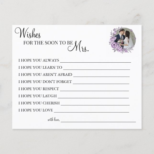 Orchid Önskemål för Soon som är mrs Card Flygblad (Framsidan)