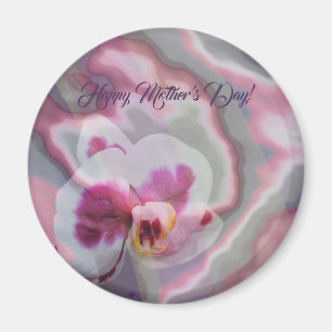 Orchid på abstrakt bakgrund med beställnings- te magnet