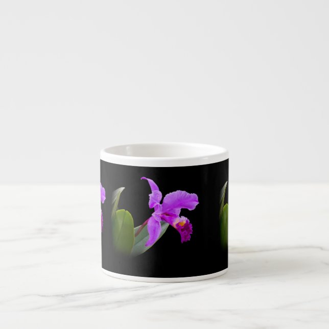 Orchid på den svart anpassadeSpecialtymuggen Espressomugg (Framsidan)