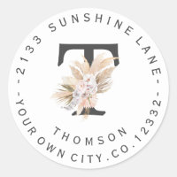 Orchid Pampas Grass Monogram Circular Adress 