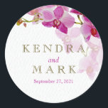 Orchid Paradise Wedding Stickers Runt Klistermärke<br><div class="desc">Orchid Paradise Blommigt Wedding Stickers Detta koordinerar med vår Orchid Paradise Bröllop Collection. Ytterligare dekordesigner finns på Metro-Event.com och MetroEvents på Zazzle.</div>