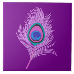 Orchid Peacock Feather på Ametyst Lila Kakelplatta