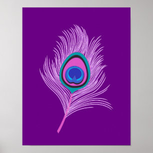 Orchid Peacock Feather på Ametyst Lila Poster