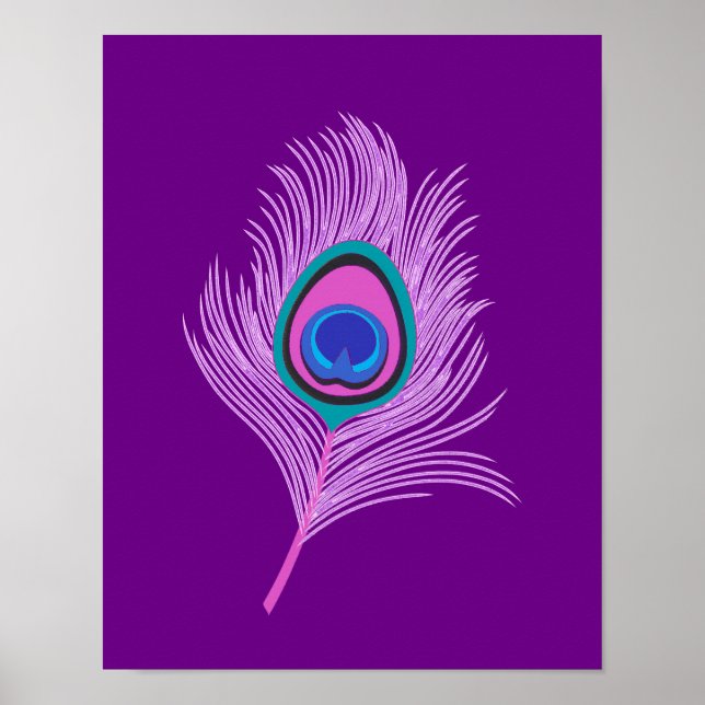 Orchid Peacock Feather på Ametyst Lila Poster (Framsidan)