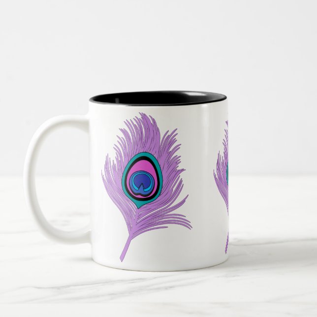 Orchid Peacock Feather Två-Tonad Mugg (Vänster)