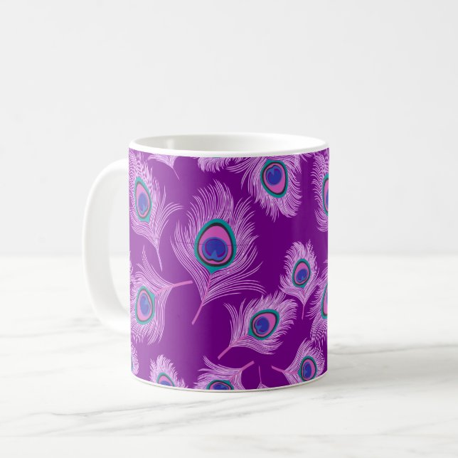 Orchid Peacock Feathers på Amethyst Lila Kaffemugg (Framsida vänster)