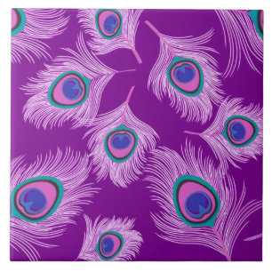 Orchid Peacock Feathers på Amethyst Lila Kakelplatta