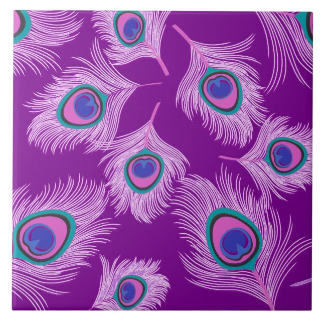 Orchid Peacock Feathers på Amethyst Lila Kakelplatta (Framsidan)