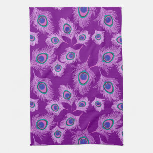 Orchid Peacock Feathers på Amethyst Lila Kökshandduk