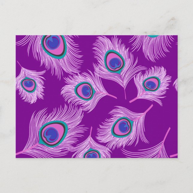 Orchid Peacock Feathers på Amethyst Lila Vykort (Framsida)