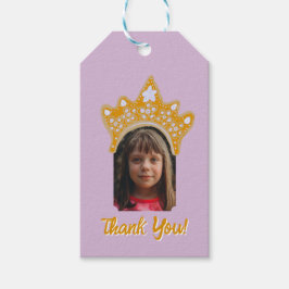 Orchid Pink Princess Crown Floral Photo Birthday Presentetikett