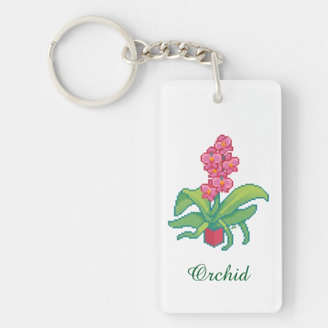orchid pixelart, Pixel Art  Nyckelring (Framsidan)