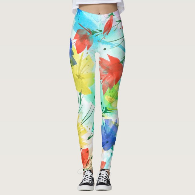 Orchid Poppy Peony Mode Bouquet Leggings (Framsida)