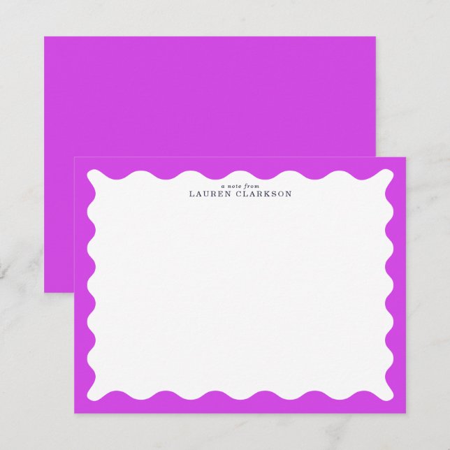 Orchid Purple Wavy Frame Note Card Inbjudningar (Fram/baksida)