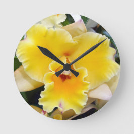 Orchid Round Clock för finare Gult Rund Klocka