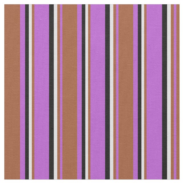 Orchid, Sienna, Lavender & Black Färgad Rand Tyg (Närbild)