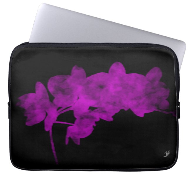 Orchid-skugga på mörkens bakgrund laptop fodral (Framsidan)