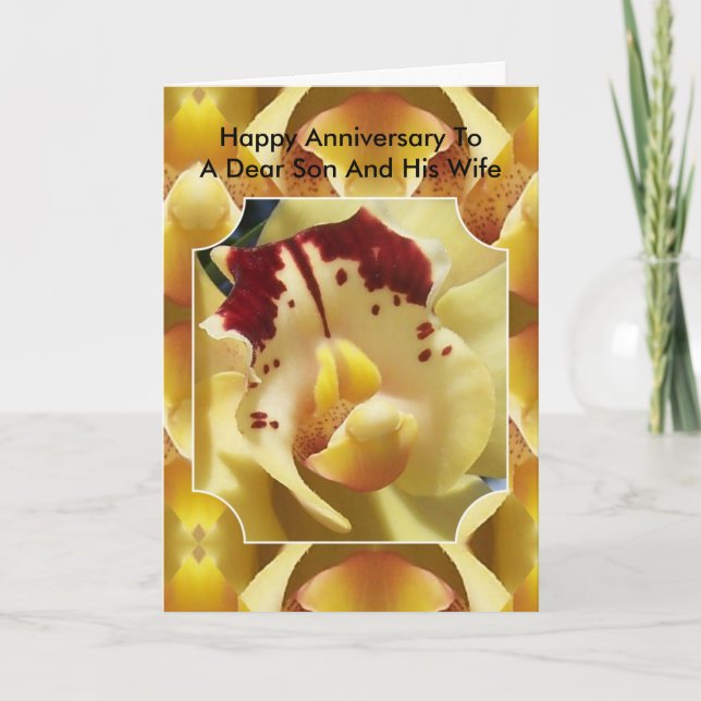 Orchid Son Maka Personlig Bröllop-årsdag Kort (Framsida)