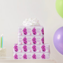 Orchid stilized lila rosa vid namn bröllop wrap presentpapper
